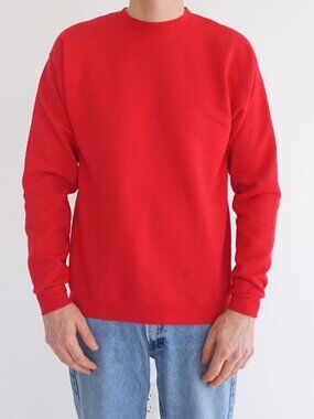 Vintage Hanes Red Blank Cotton Blend Fleece Sweatshirt Classic Pullover Plain M